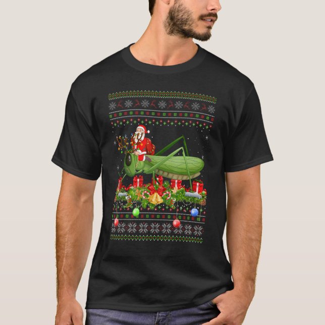 Grasshopper   Ugly Santa Riding Grasshopper Christ T-Shirt (Vorderseite)