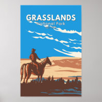 Grasslands National Park Canada Travel Art Vintag