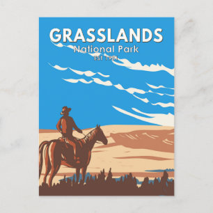 Grasslands National Park Canada Travel Art Vintag Postkarte