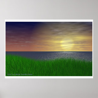 Grassy Sunset Poster