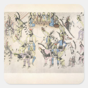 Grastanz (Tinte auf Papier) Quadratischer Aufkleber