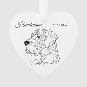 Grat Dane Minimalist Line Art Personalized Ornament