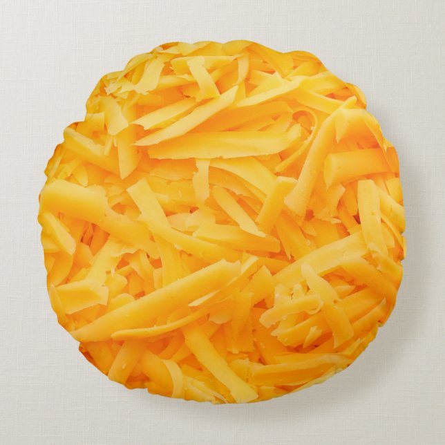 grated cheddar cheese top view rundes kissen (Vorderseite)