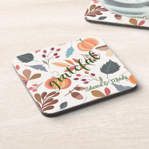 Grateful (6) Monogram Autumn Pattern Untersetzer