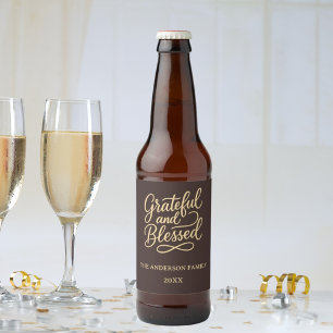 Grateful Blesses Bistro Erntedank Dinner Party Bierflaschenetikett