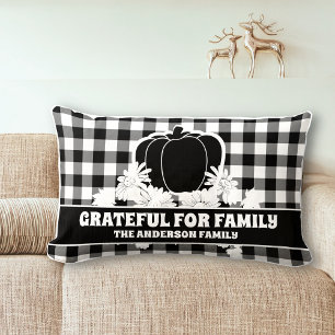 Grateful Family Black Kariert Fall Pumpkin Reben Lendenkissen