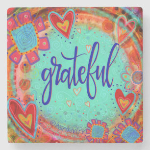 Grateful Floral Whimsical Hearts Fun Drink Steinuntersetzer
