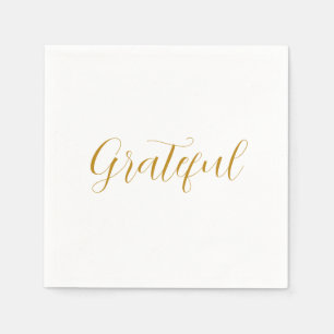 Grateful Gold Script Minimalistischer Erntedank Serviette