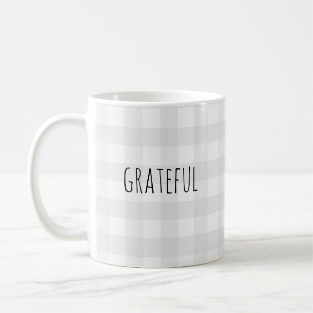 Grateful Grau Karo Pattern Kaffeemaschine Tasse (Links)