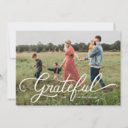 Grateful Hand Lettered Holiday Foto Card Einladung