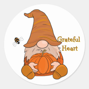 Grateful Heart Gnom-Sticker Runder Aufkleber