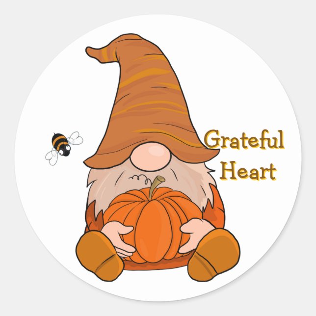 Grateful Heart Gnome Sticker (Vorderseite)