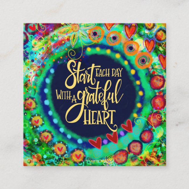 "Grateful Heart" Inspirivity Güte Cards Quadratische Visitenkarte (Vorderseite)