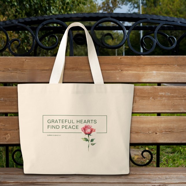 Grateful Hearts Inspiration Tote Bag - Elegant Jumbo Stoffbeutel (Von Creator hochgeladen)