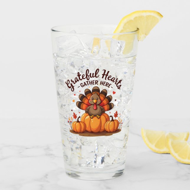Grateful Hearts Thanksgiving Turkey Glas (Rückseite Ice)