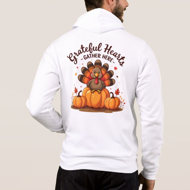 Grateful Hearts Thanksgiving Turkey Hoodie (Rückseite)