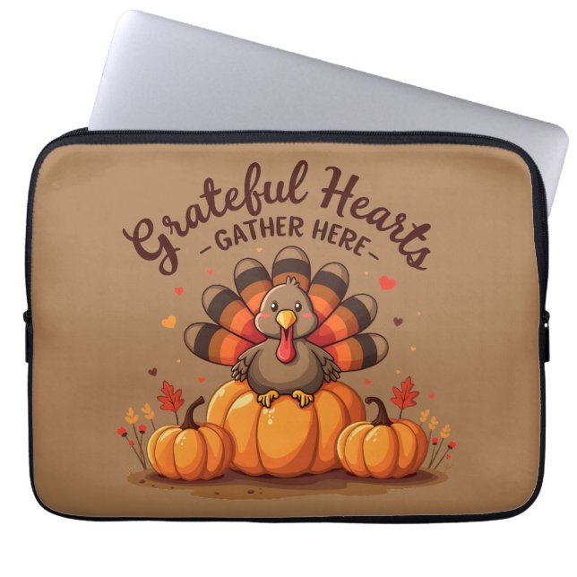 Grateful Hearts Thanksgiving Turkey Laptopschutzhülle (Vorderseite)