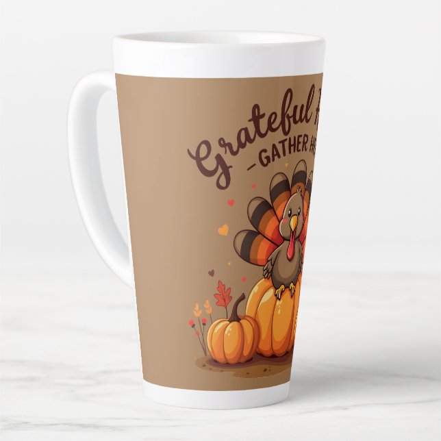 Grateful Hearts Thanksgiving Turkey Milchtasse (Linke Ecke)
