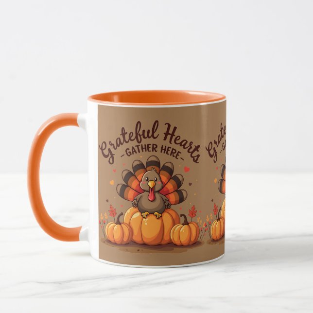 Grateful Hearts Thanksgiving Turkey Tasse (Links)