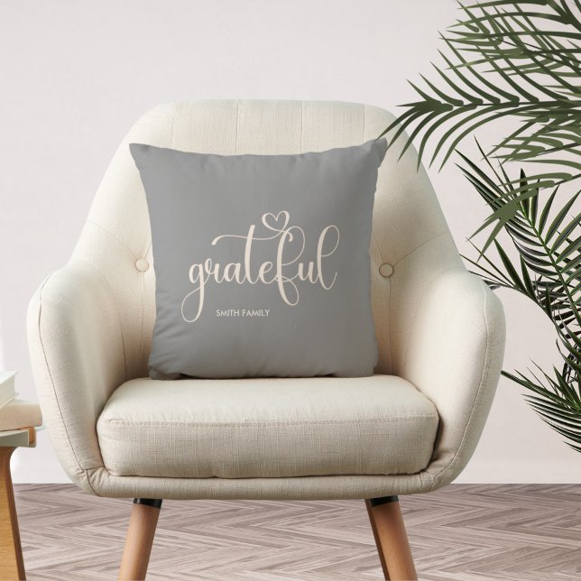 Grateful Personalisiert Gray Herbst Herbst Kissen (Von Creator hochgeladen)