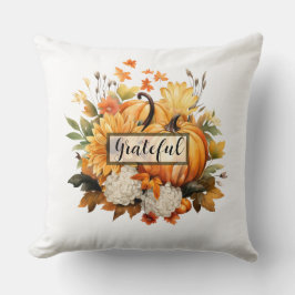 Grateful Pumpkin Floral Fall Thanksgiving Kissen