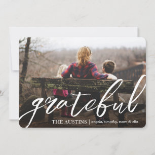 Grateful Script Family Name Overlay-Erntedank Feiertagskarte