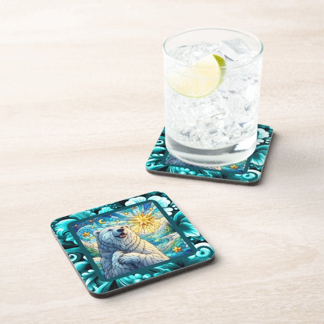 Grateure Polar Bären Imitate aus Glas Getränkeuntersetzer (Rechte Seite)