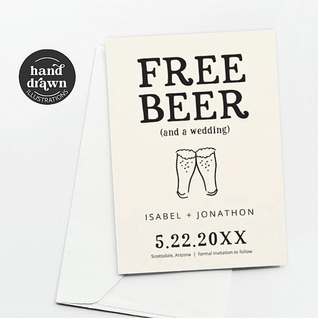 Gratis Bier Funny Save the Date Card Einladung (Von Creator hochgeladen)