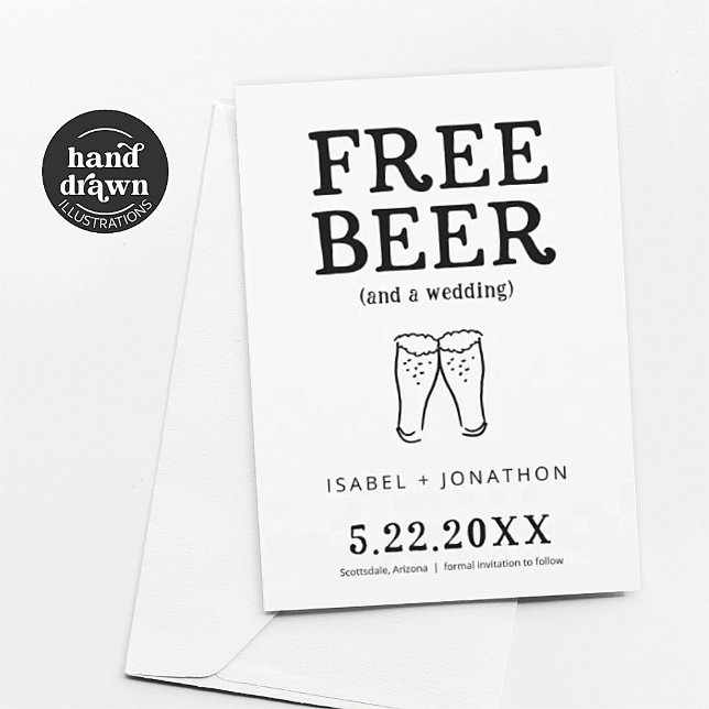 Gratis Bier Funny Save the Date Card Einladung (Von Creator hochgeladen)