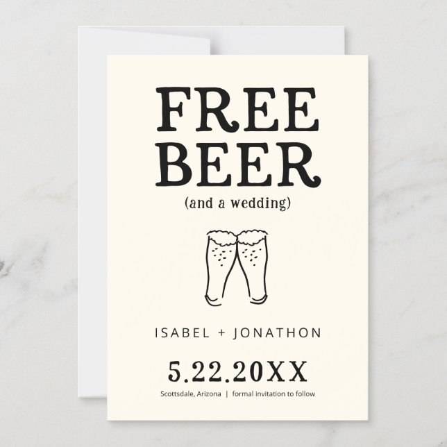 Gratis Bier Funny Save the Date Card Magnet (Vorderseite)