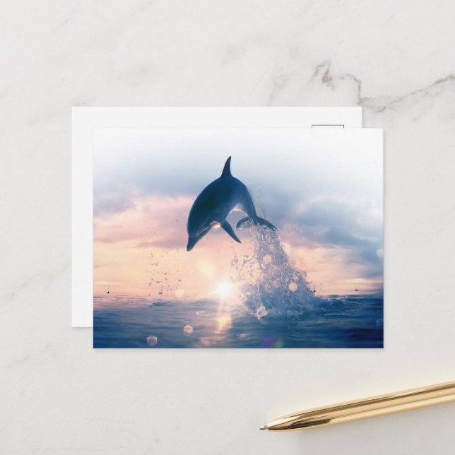 Gratis-Delphin Postkarte (Vorderseite/Rückseite Beispiel)
