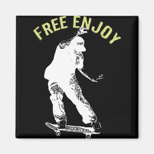 Gratis Enjoy Retro Urban Skateboarding Magnet