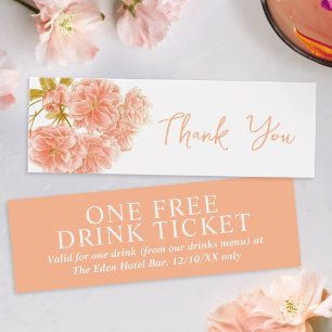 Gratis-Getränk Hochzeitsgutschein Pfirsichblüte