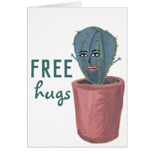 GRATIS HUGS CRAZY CACTUS LADY Funny Niedlich Card