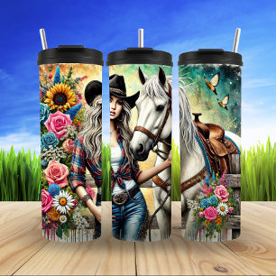 Gratis im Herbst reiten Thermosbecher