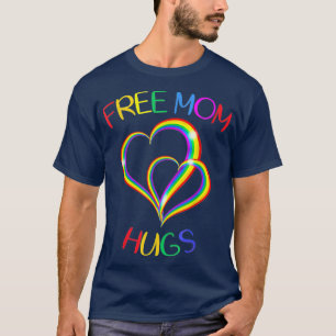 Gratis Mama Hugs Herzrasen LGBT Flag Gay Lesbian  T-Shirt