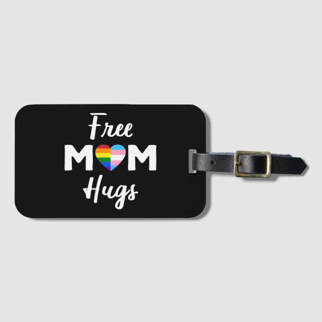 Gratis Mama Hugs II - Rainbow Gay Trans Pride Gepäckanhänger (Vorderseite (Horizontal))