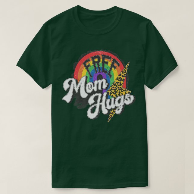 Gratis Mama Hugs Leopard Rainbow Proud Mama LGBT P T-Shirt (Design vorne)