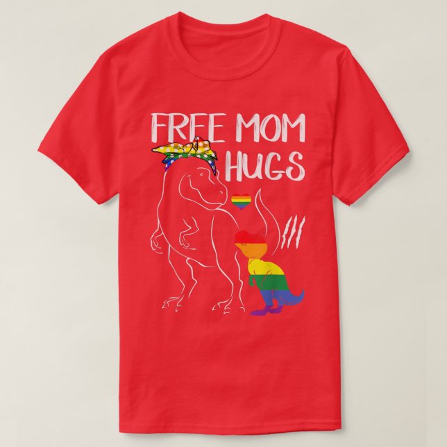 Gratis Mama Hugs LGBT Pride Mama Dinosaur Re Gesch T-Shirt (Design vorne)