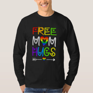 Gratis Mama Hugs Rainbow Heart Lgbt Pride Monat T-Shirt