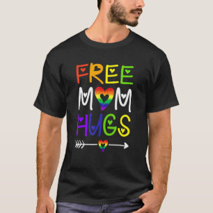 Gratis Mama Hugs Rainbow Heart Lgbt Pride Monat T-Shirt
