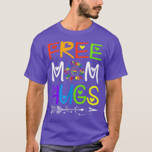 Gratis Mama Hugs Regenbogen Sonnenblumen LGBT Prei T-Shirt