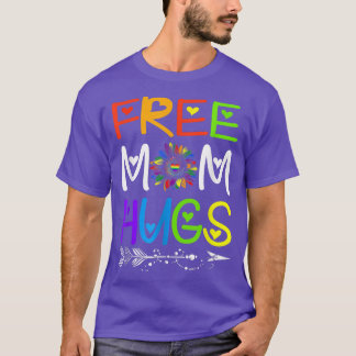 Gratis Mama Hugs Regenbogen Sonnenblumen LGBT Prei T-Shirt