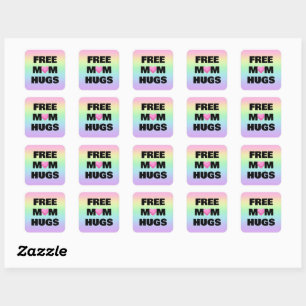 Gratis Mama Hugs Regenbogenkleber Quadratischer Aufkleber
