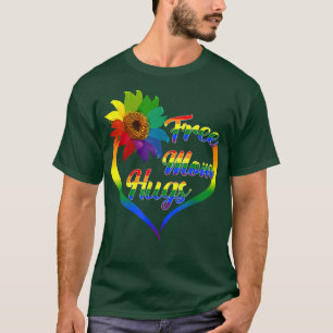 Gratis Mama Hugs Sonnenblumen Herzrasen LGBT Gay P T-Shirt