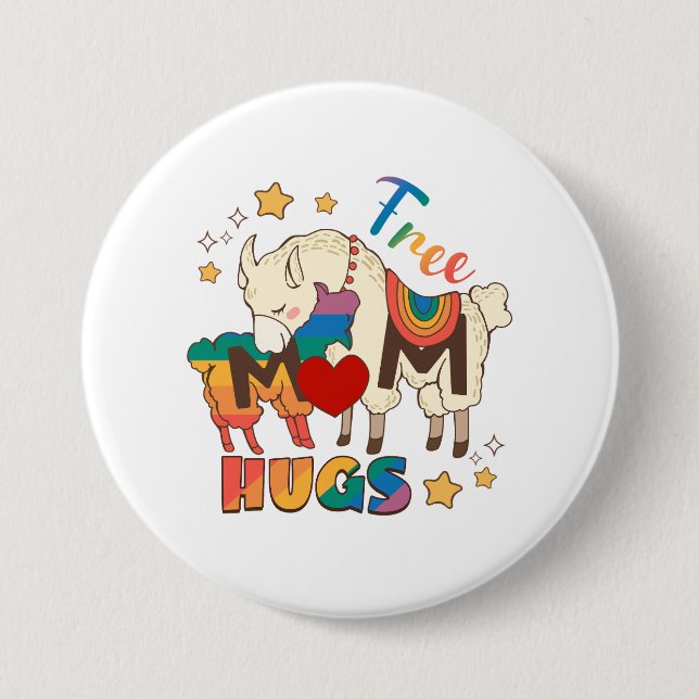 Gratis Mama - Rainbow Sheep LGBTQ Pride Hug Button (Vorderseite)