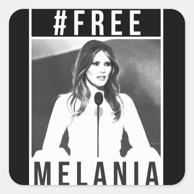 Gratis-Melania-Sticker (schwarz) Quadratischer Aufkleber (Vorderseite)