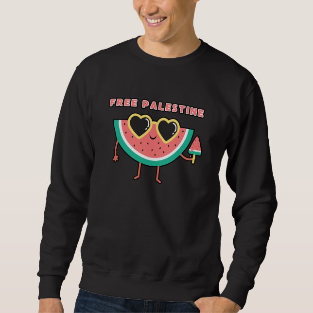 Gratis Palestine Watermelon Palästina niedlich far Sweatshirt (Vorderseite)