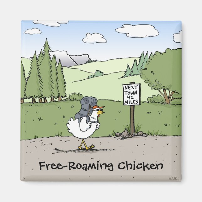Gratis-Roaming Hühnchen Funny Wandern Hühnchen Car Magnet (Vorne)