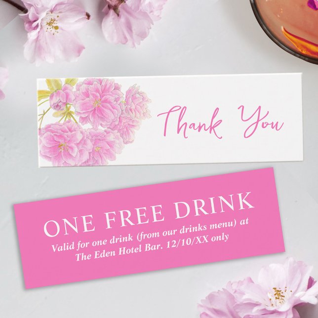 Gratis trinken Hochzeitsgutschein rosa Blüte (Von Creator hochgeladen)